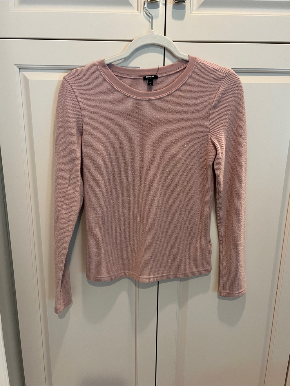 Express Women's Soft Blush Long-Sleeve Knit Top